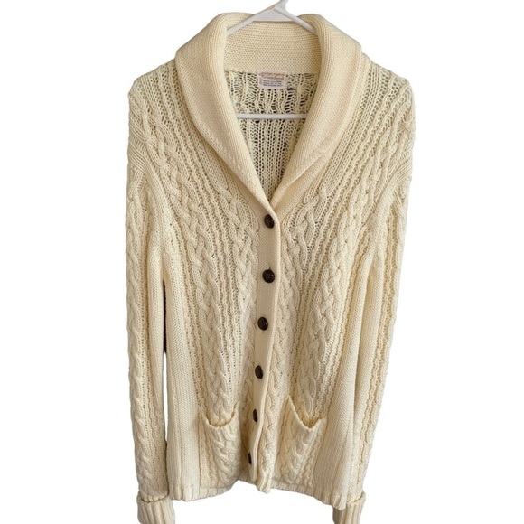 Vintage Long Chunky Women’s Cable Knit Button Front Sweater Exclusive Imports L - Picture 1 of 5